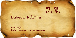 Dubecz Nóra névjegykártya