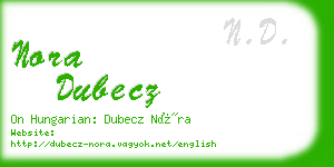 nora dubecz business card